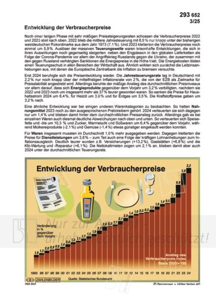 Entwicklung der Verbraucherpreise Entwicklung der Verbraucherpreise