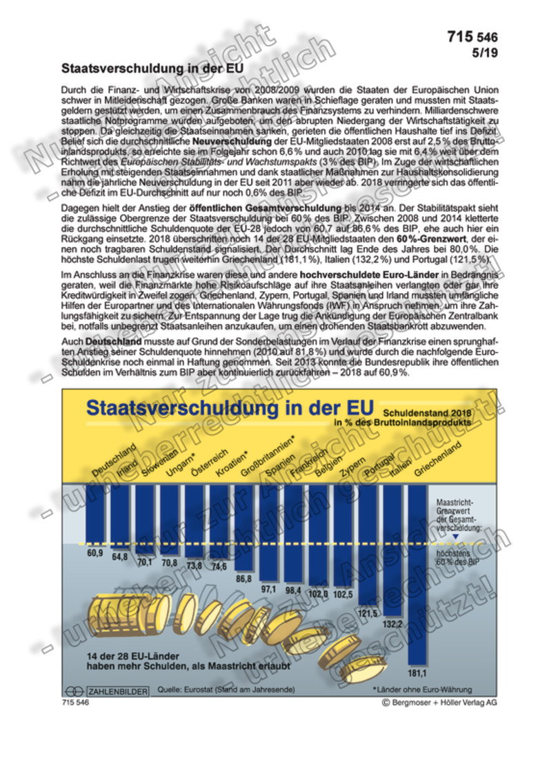 Staatsverschuldung In Der EU | Zahlenbilder | Politik | Sekundarstufe ...