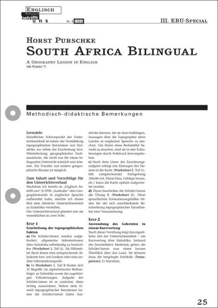 South Africa Bilingual - A Geography Lesson In English