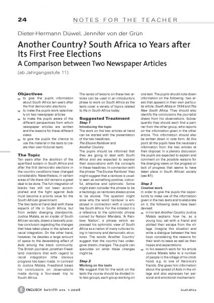 South Africa 10 Years after Its First Free Elections