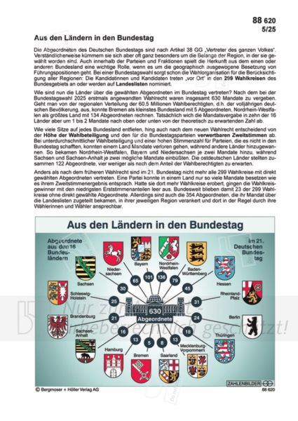 Aus den Ländern in den Bundestag Aus den Ländern in den Bundestag