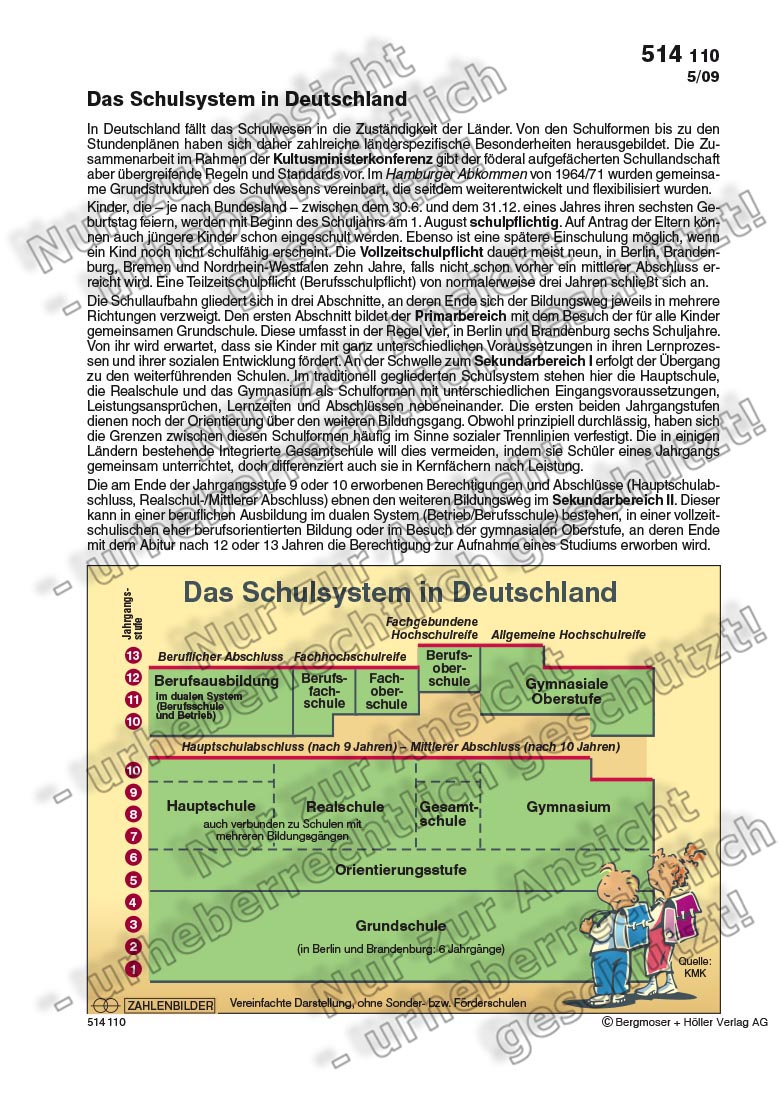 Das Schulsystem in Deutschland | Zahlenbilder | Politik | Sekundarstufe ...