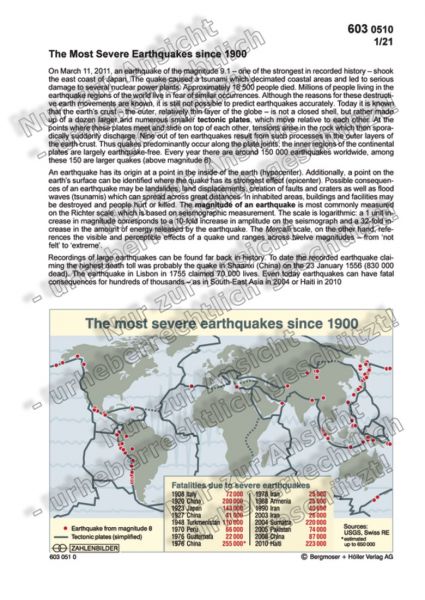 The Most Severe Earthquakes since 1900