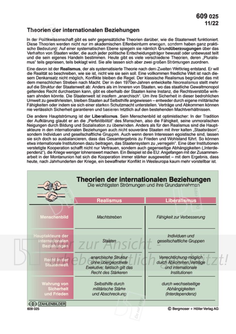 Theorien Der Internationalen Beziehungen | Zahlenbilder | Politik ...