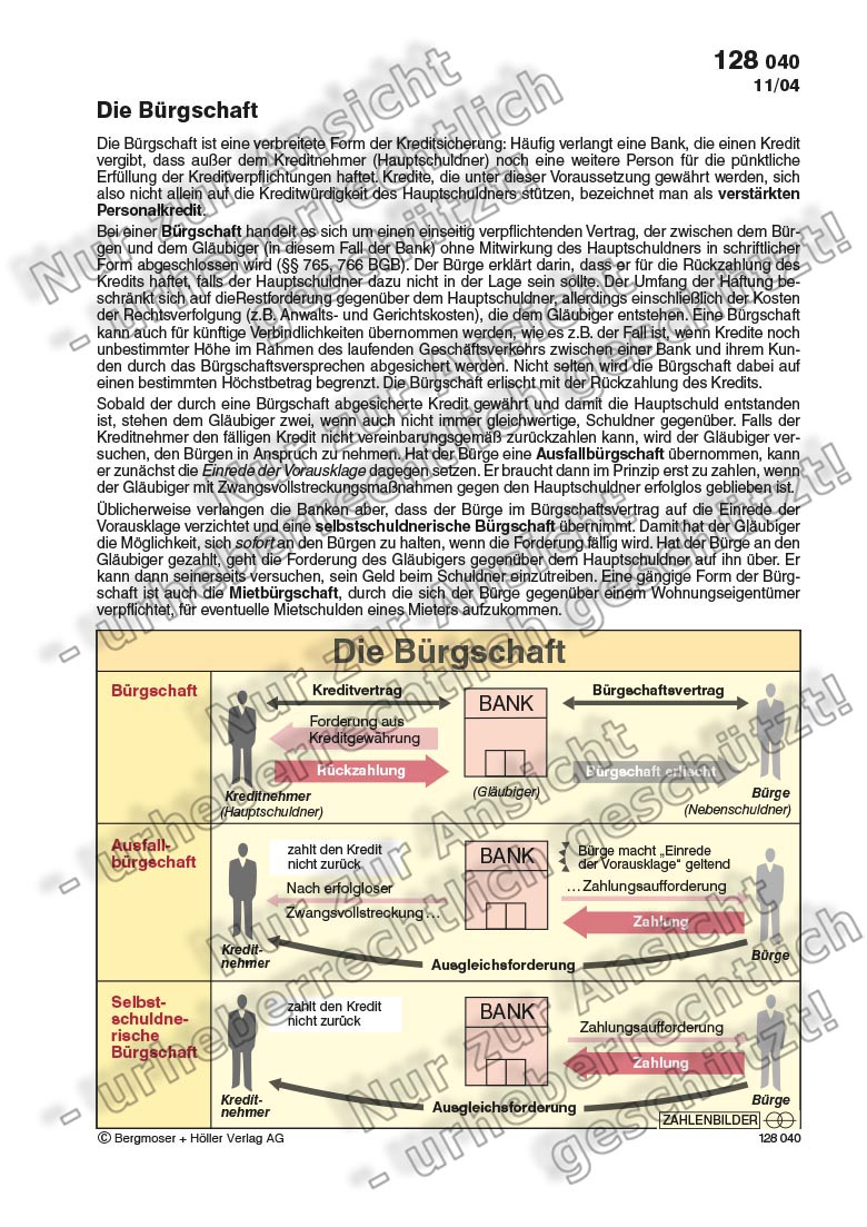 Die Bürgschaft | Zahlenbilder | Politik | Sekundarstufe II ...