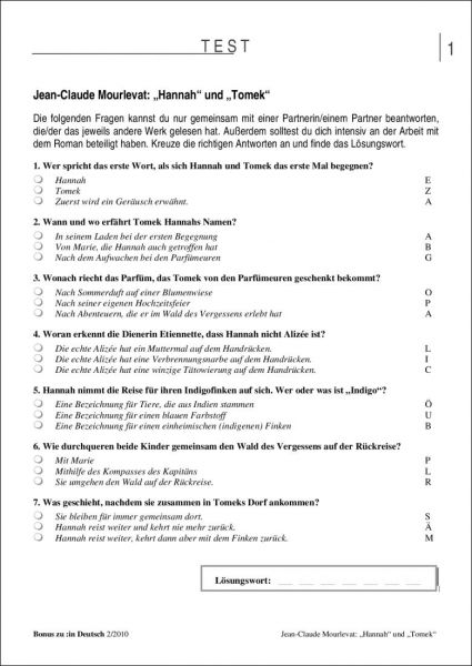 Test und Klassenarbeit: "Hannah" und "Tomek" (Klasse 5/6)