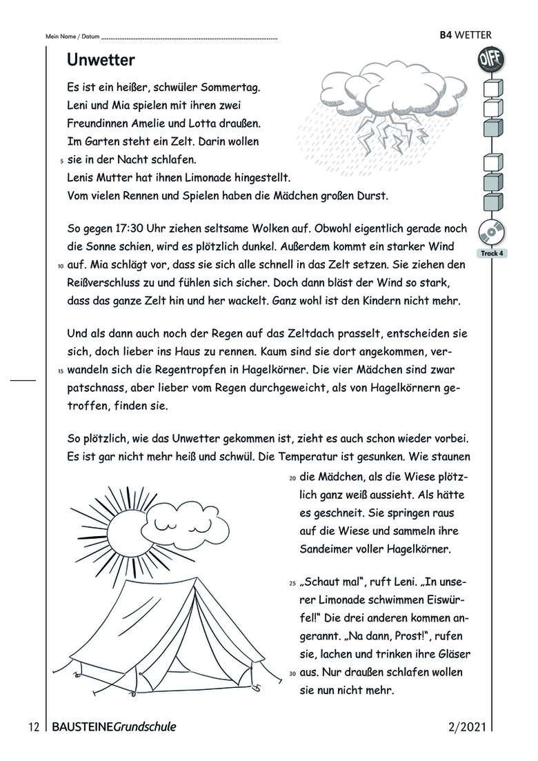 Lese- und Zuhökompetenz: Wetter | Bausteine Grundschule | Deutsch