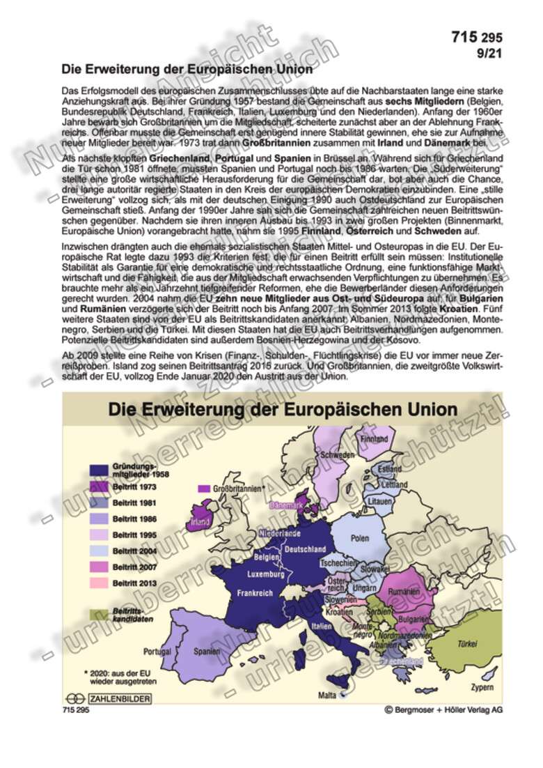 Die Erweiterung Der Europäischen Union | Zahlenbilder | Politik ...