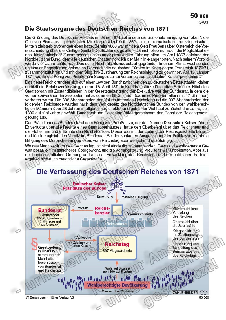 Die Verfassung des Deutschen Reiches von 1871 | Zahlenbilder | Politik