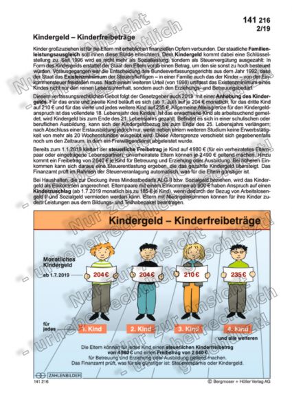 Kindergeld - Kinderfreibeträge