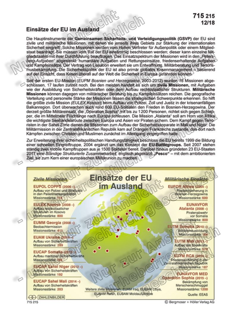 Einsätze Der EU Im Ausland | Zahlenbilder | Politik | Sekundarstufe II ...