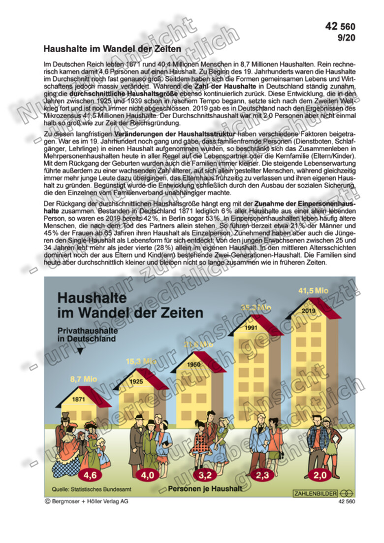 Haushalte Im Wandel Der Zeiten | Zahlenbilder | Politik | Sekundarstufe ...