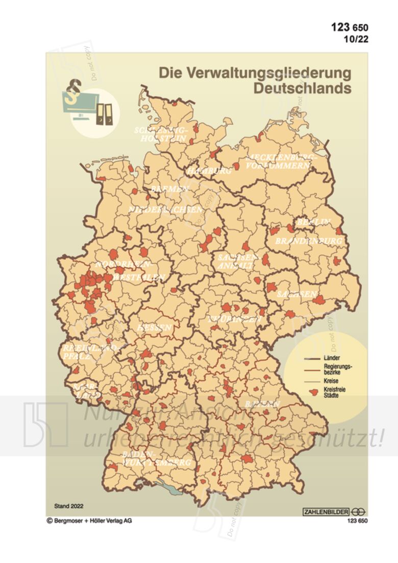 Die Verwaltungsgliederung Deutschlands (Karte) Zahlenbilder Politik