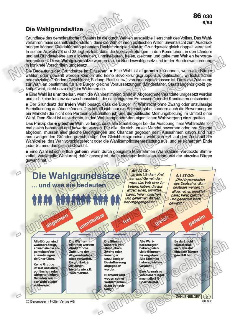 Was Bedeuten Die 5 Wahlgrundsätze Die Wahlgrundsätze | Zahlenbilder | Politik | Sekundarstufe II