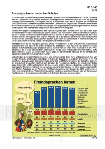Fremdsprachen an deutschen Schulen Fremdsprachen an deutschen Schulen