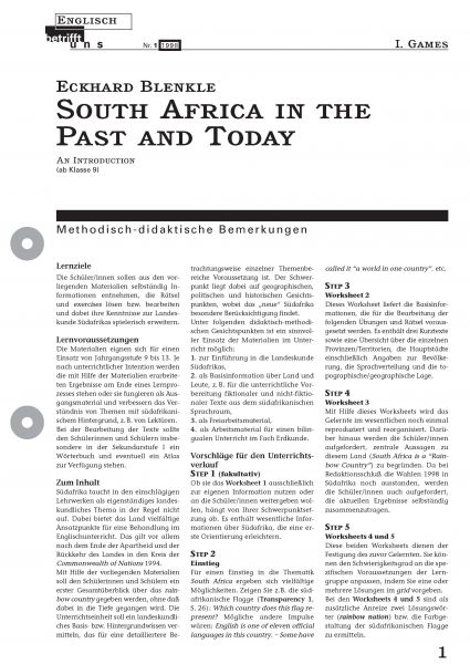 South Africa In The Past And Today - An Introduction