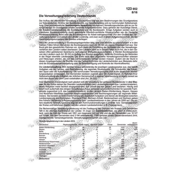 Die Verwaltungsgliederung Deutschlands (Text)