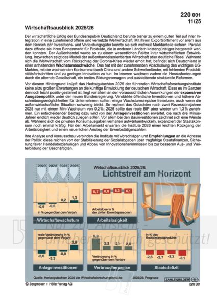 Wirtschaftsausblick 2025/26