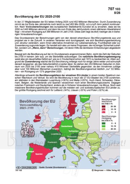 Bevölkerung der EU 2025-2100