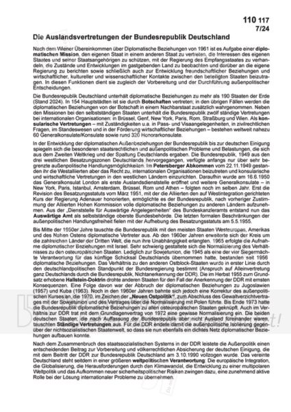 Die Auslandsvertretungen der Bundesrepublik Deutschland (Text) Die Auslandsvertretungen der Bundesrepublik Deutschland (Text)