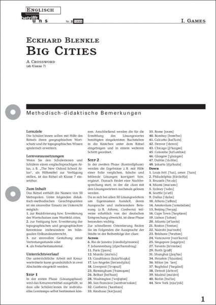 Big Cities - A Crossword