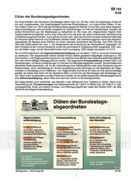 Diäten der Bundestagsabgeordneten Diäten der Bundestagsabgeordneten