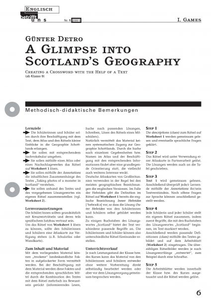 A Glimpse Into Scotland's Geography - Creating A Crossword
