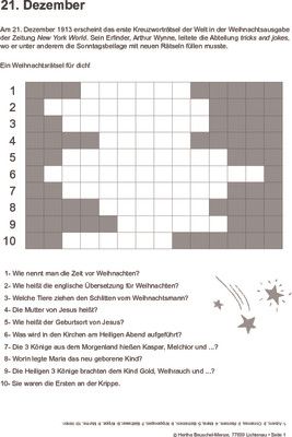 Das erste Kreuzworträtsel - 21.12.1913