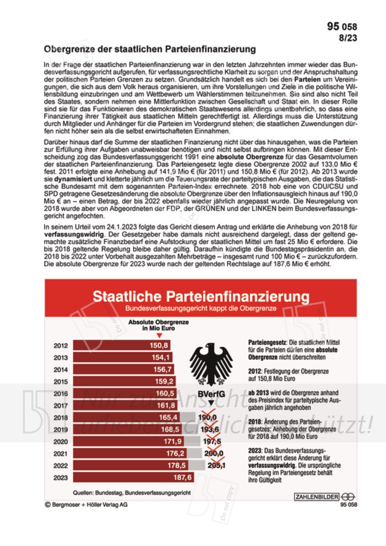 Obergrenze Der Staatlichen Parteienfinanzierung | Zahlenbilder ...