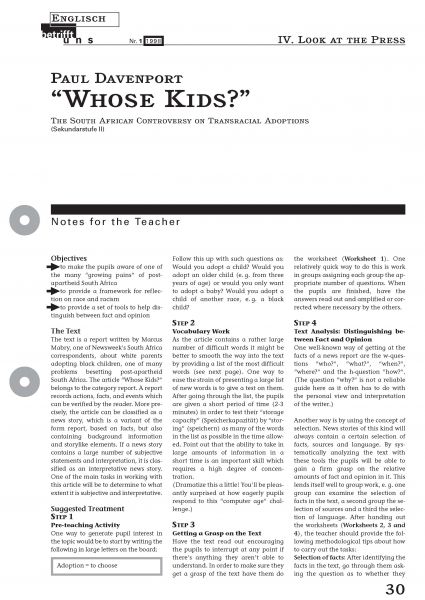 "Whose Kids?" - The South African Controversy on Transracial Adoptions