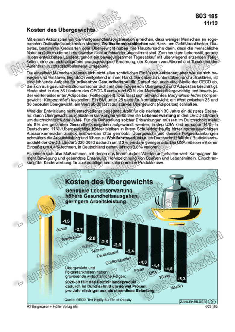 Kosten des Übergewichts | Zahlenbilder | Politik ...