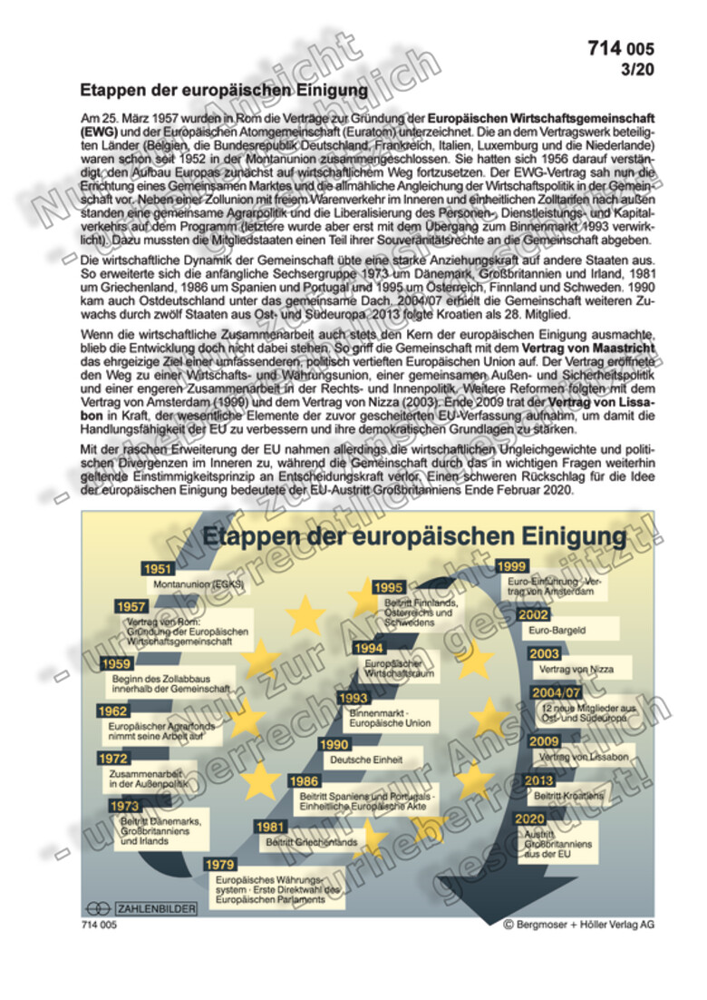 Etappen Der Europaischen Einigung Zahlenbilder Politik Sekundarstufe Ii Arbeitsblatter Online