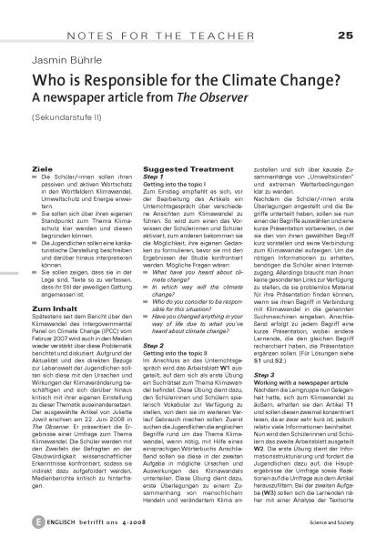 Who is Responsible for the Climate Change? - A newspaper article